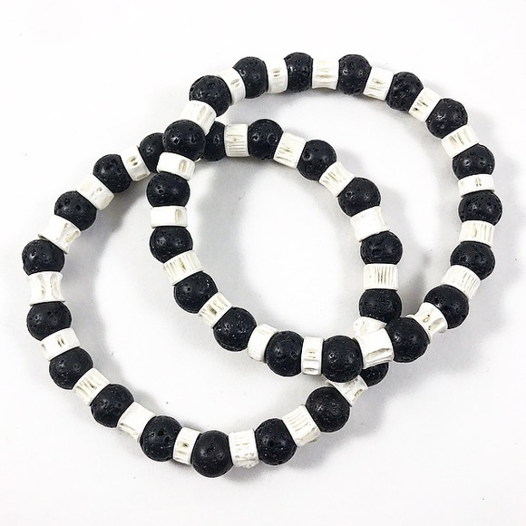 (1) Essential Oil Shark Bone Lava Bracelet - Picture 6 of 6